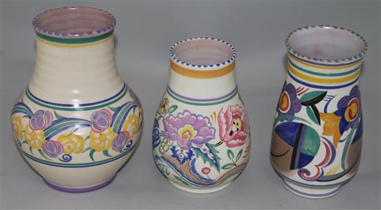 Five Carter Stabler Adams vases, tallest 10in.